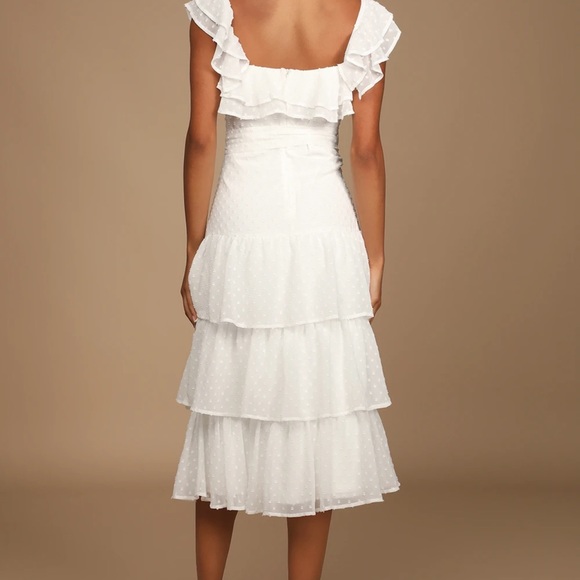 Dear To My Heart White Swiss Dot Tiered Ruffled Midi Dress - Picture 2 of 4